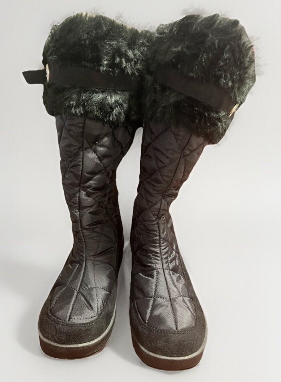 WOMENS CANYON RIVER BLUES Quilted FAUX FUR SIZE 11 M Knee Black BOOTS